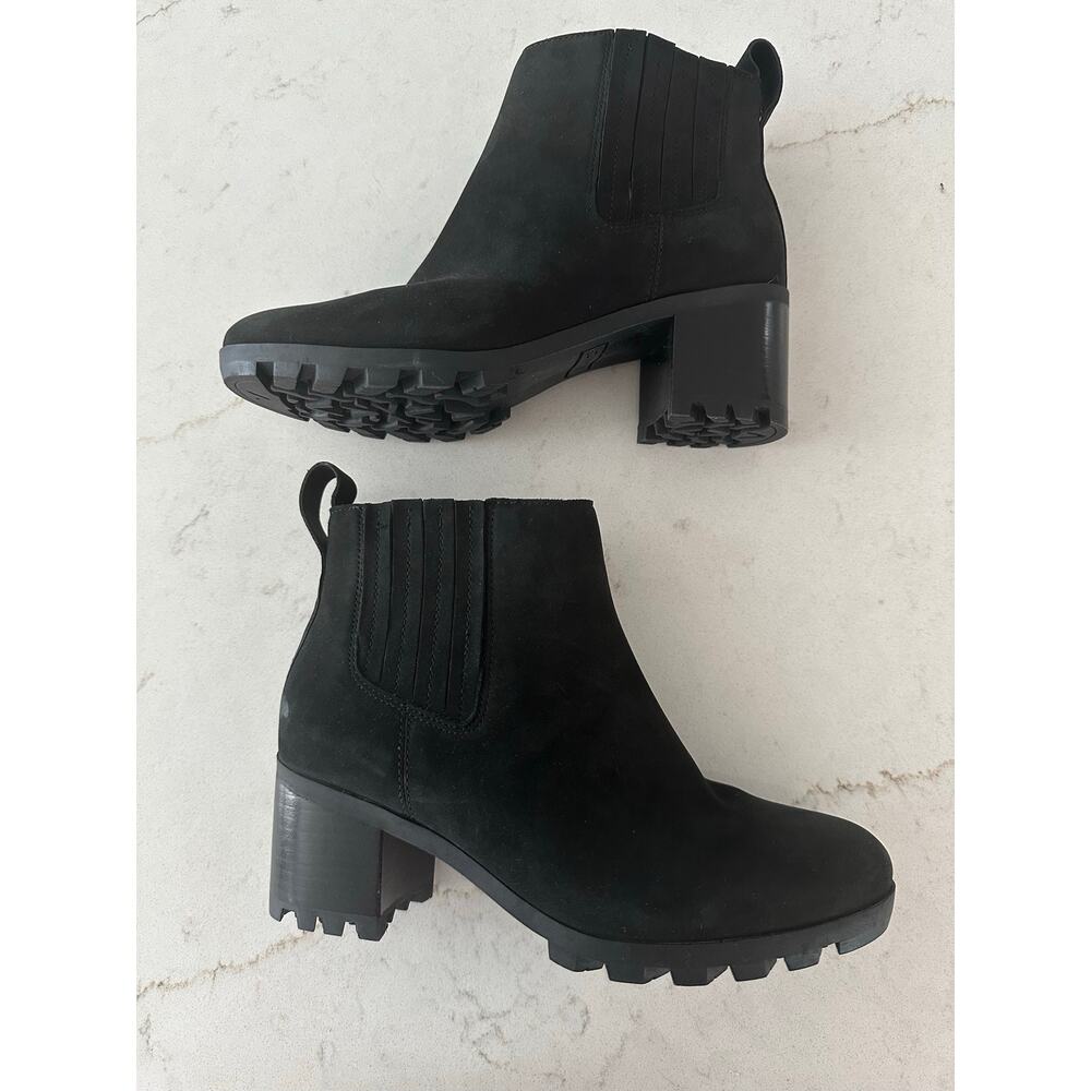 Vionic Wilma Womens 6.5 Black Waterproof Suede Chelsea Ankle Boots Lug Heel Zip - Picture 4 of 13